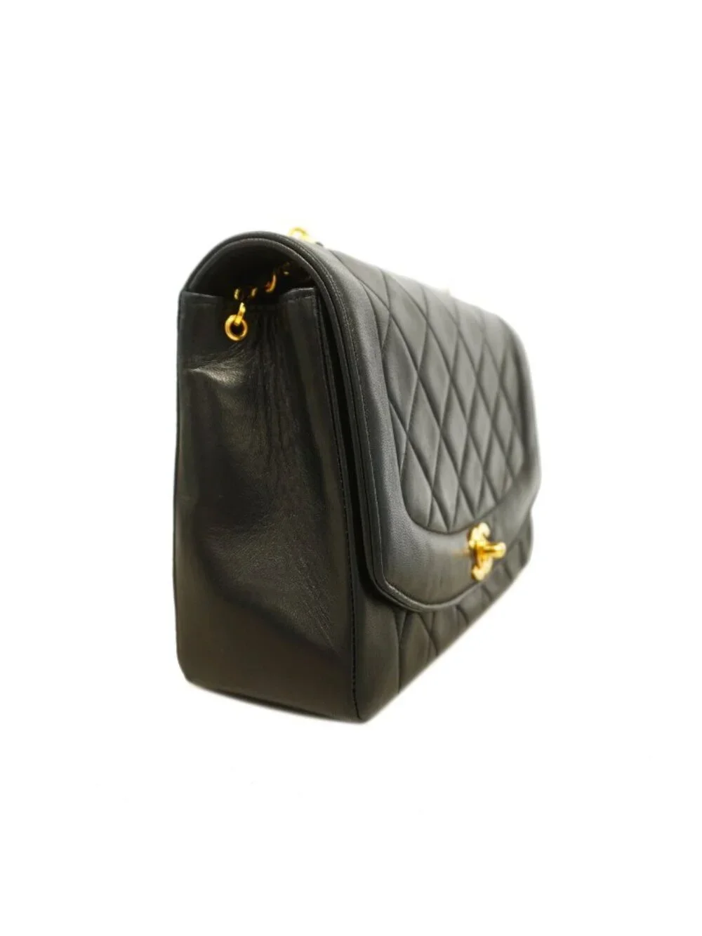 Chanel Shoulder Bag Diana Lambskin Black Gold